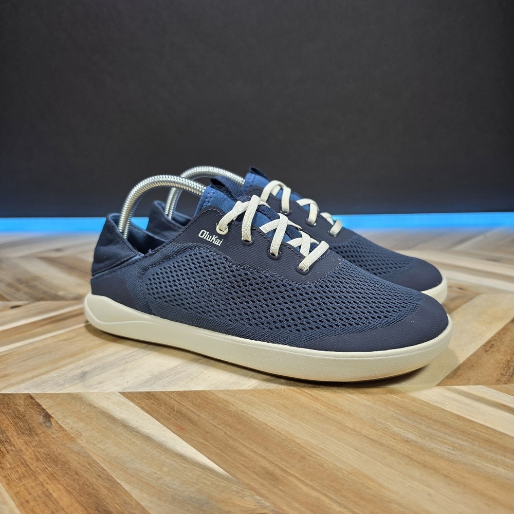 Olukai Moku Pae Mens Boat Shoes Trench Blue Off White Size M 8 EUR 41